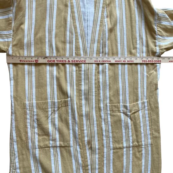 Eileen Fisher Kimono Jacket L/XL Reed Yellow Stripe Organic Cotton Lagenlook - Picture 10 of 10